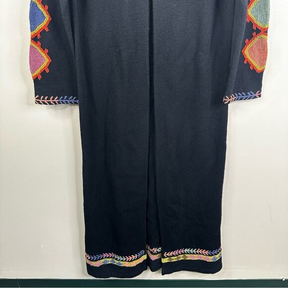 Double D Ranch Lambswool Duster Sweater Womens Large Black Southwestern Sweater - Picture 4 of 10